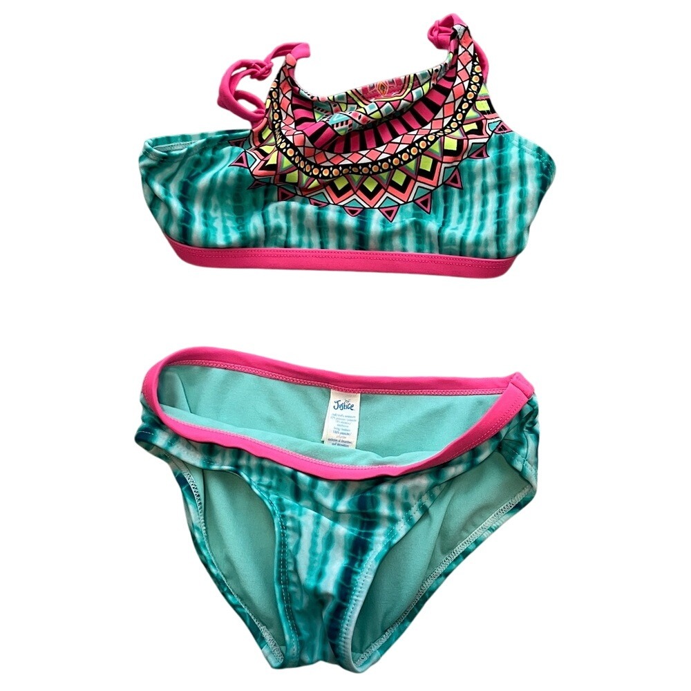 Justice Girls Size‎ 6 Teal and Pink Kids Swim Bikini